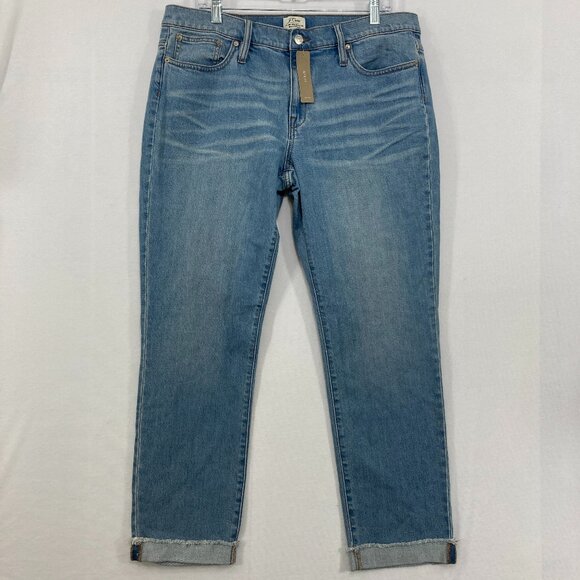 New J. Crew size 31 Tall Blue Slim Broken In Boyfriend Rolled Hem Jeans - Picture 1 of 12